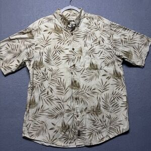 Woolrich Men's Short Sleeve Button‎ Up Shirt Sailboat Palm Leaf Print Size L